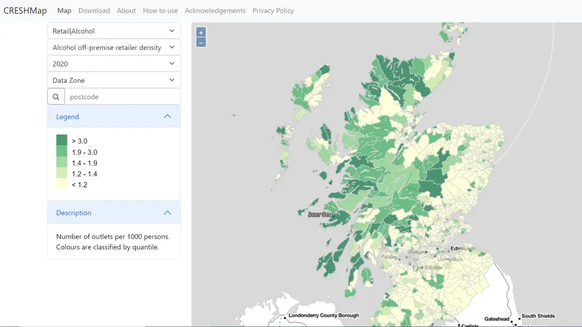 Screenshot of CRESHMap overview