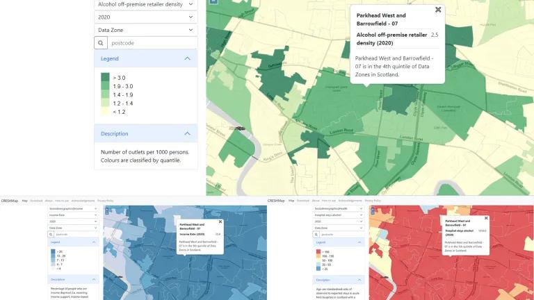 Comparing alcohol outlet density with different socioeconomic and health indicators in a Central-East Glasgow City neighbourhood