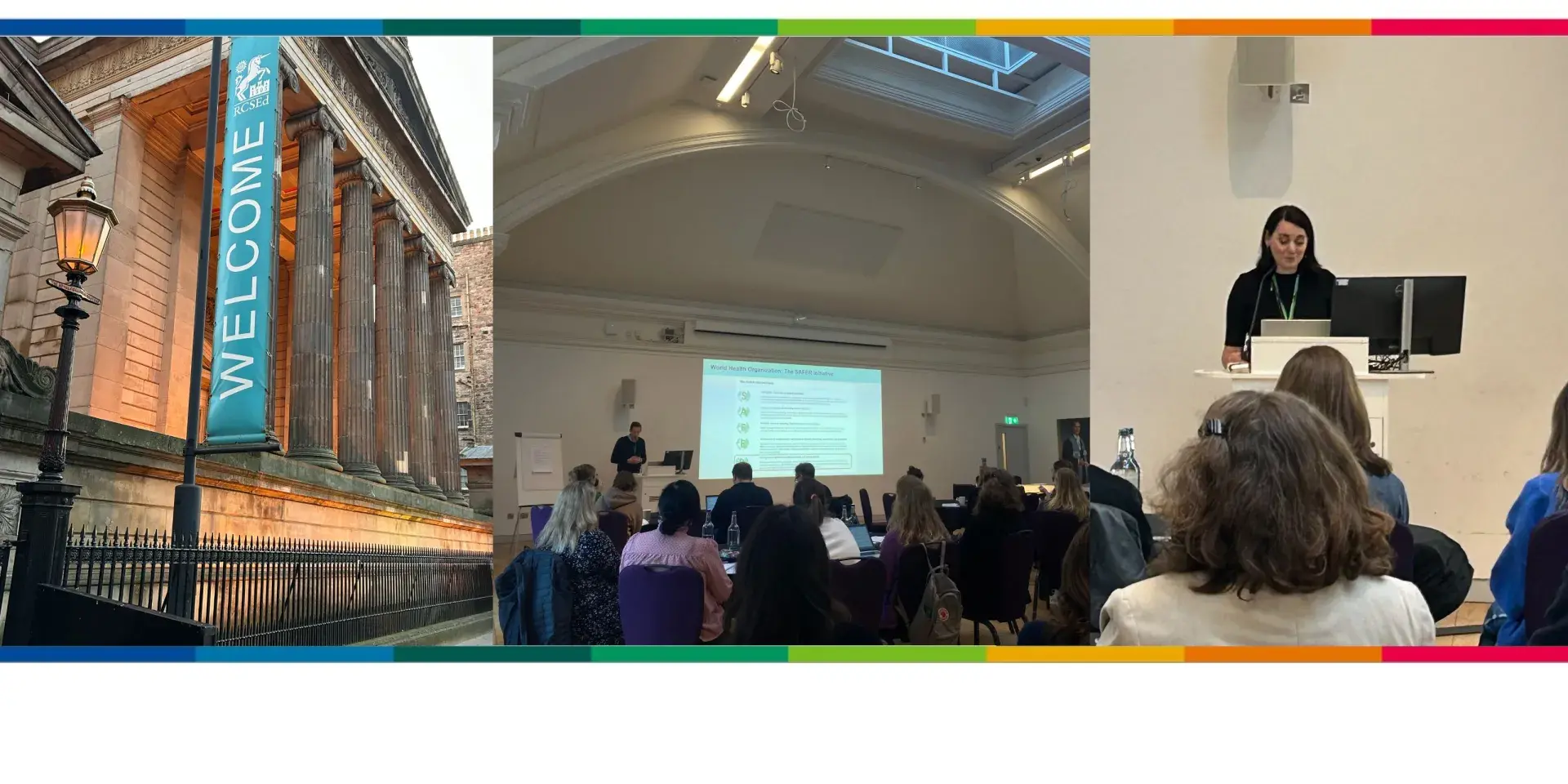 A collage of images taken at the Knowledge exchange workshop with the University of Stirling, SPECTRUM and NIHR logos below