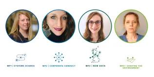 Headshots of research fellows alongside their work package logos