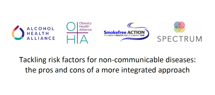 Alcohol Health Alliance, Obesity Health Alliance, Smokefree Action Coalition and SPECTRUM logos