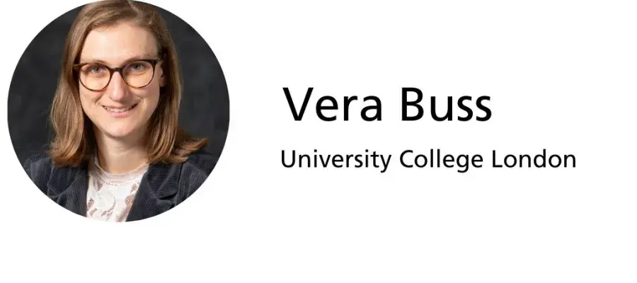 A woman next to the text Vera Buss; University College London