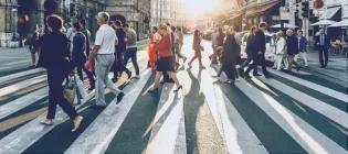 Public walking across road